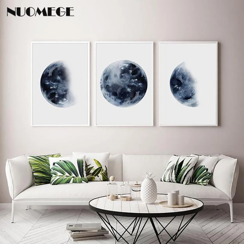 Moon Phase Canvas Poster Picture Prints Nordic Art Wall Painting Home Decor