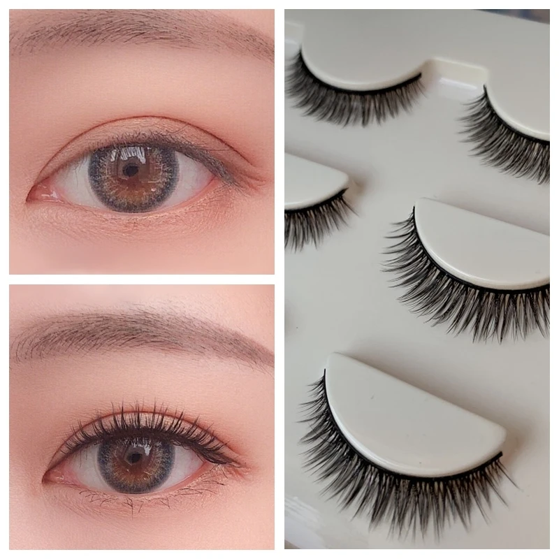 

On Natural Black Stem Crossing Office Workers Face Without Makeup Light Nude Look 3d Three-dimensional False Eyelashes Student