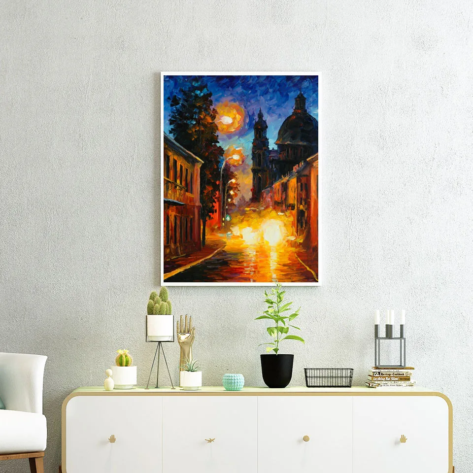 

Streetlight in rainy night Abstract Painting Wall Poster Art Pictures Prints On Canvas No Frame For Living Room Home Decor L181