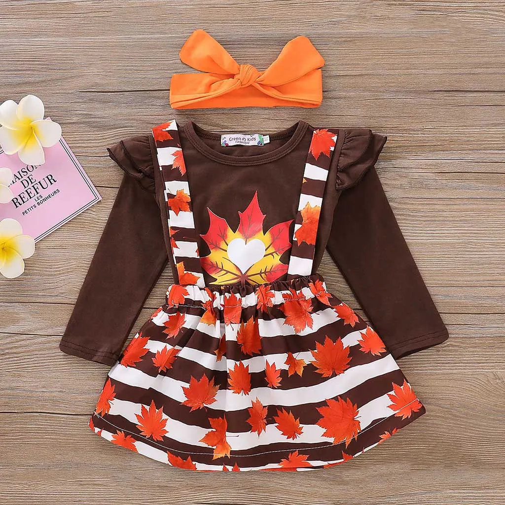 3pcs Baby Clothes 2019 FASHION Toddler Infant Baby Girls Tops Maple