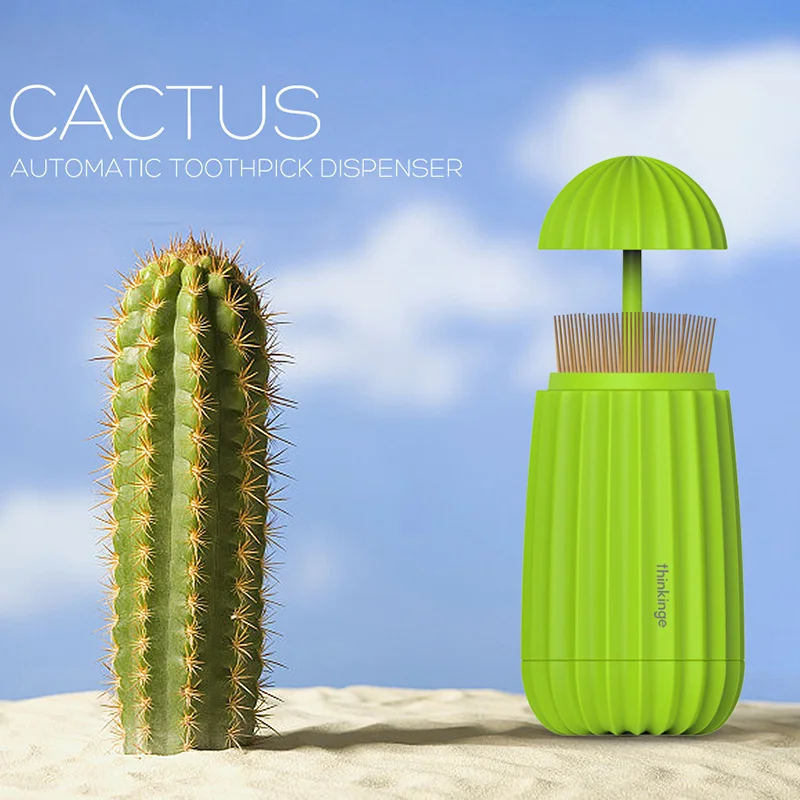 

1Pc Easy Durable Cactus Shape Toothpick Holder Automatic Toothpick Box Premium Toothpick Dispenser Home Bar Kitchen Accessories