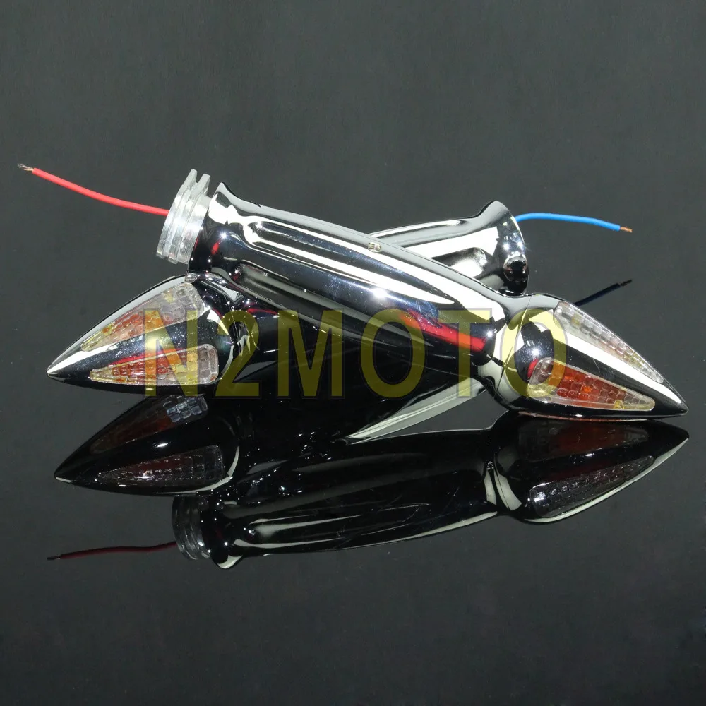 

For Harley Chopper Honda Suzuki Kawasaki 1" Motorcycles Hand Grip 25mm Chrome Grips with Amber Signal Light Indicator