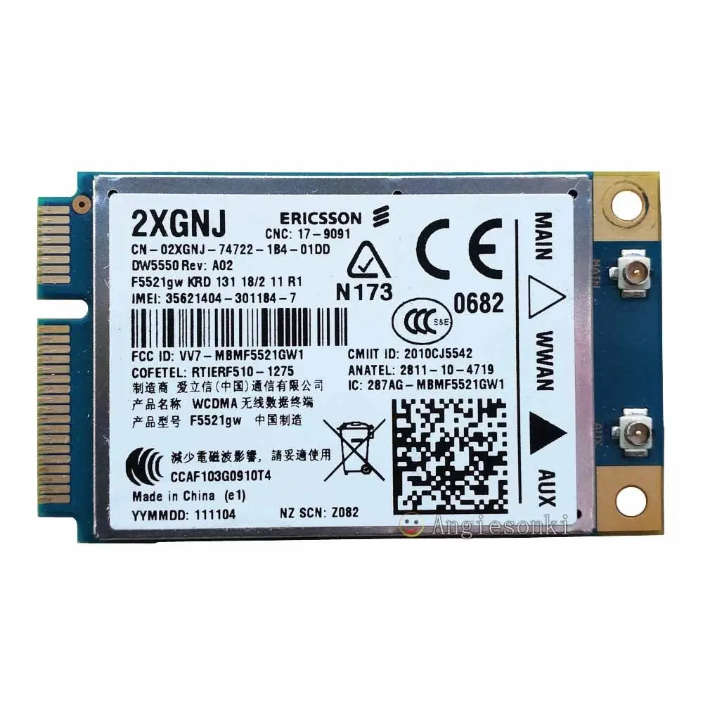 Разблокирована Ericsson F5521GW DW5550 Беспроводной 3g WWAN Mini PCI-E для DELL E5420 E5520 N311Z E6220 E6520 M4600 XPS L502X XT3