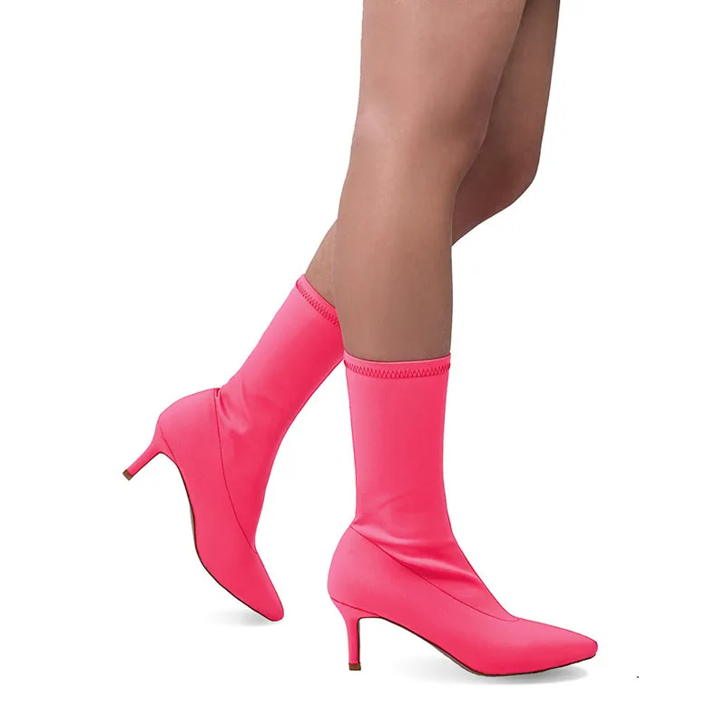 Новинка года; сезон весна-осень; роскошный дизайн; Легкие флуоресцентные сапоги-носки на тонком каблуке; женская пикантная обувь на высоком каблуке; женские Стрейчевые сапоги