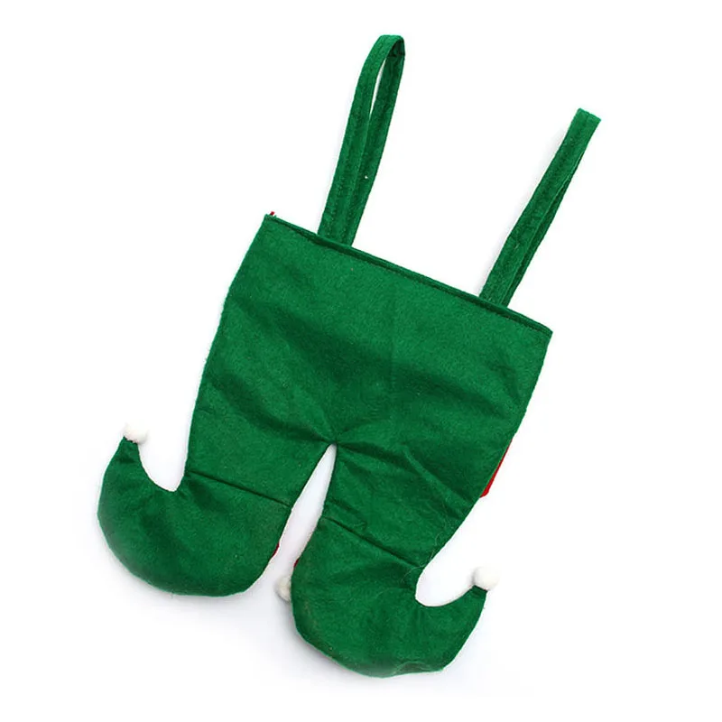 Free Shipping 120 pcs/lot Non Woven Fabric Christmas Elf Pants Stocking Candy Bag Kids X-mas Party Decoration Ornament Gift Bags