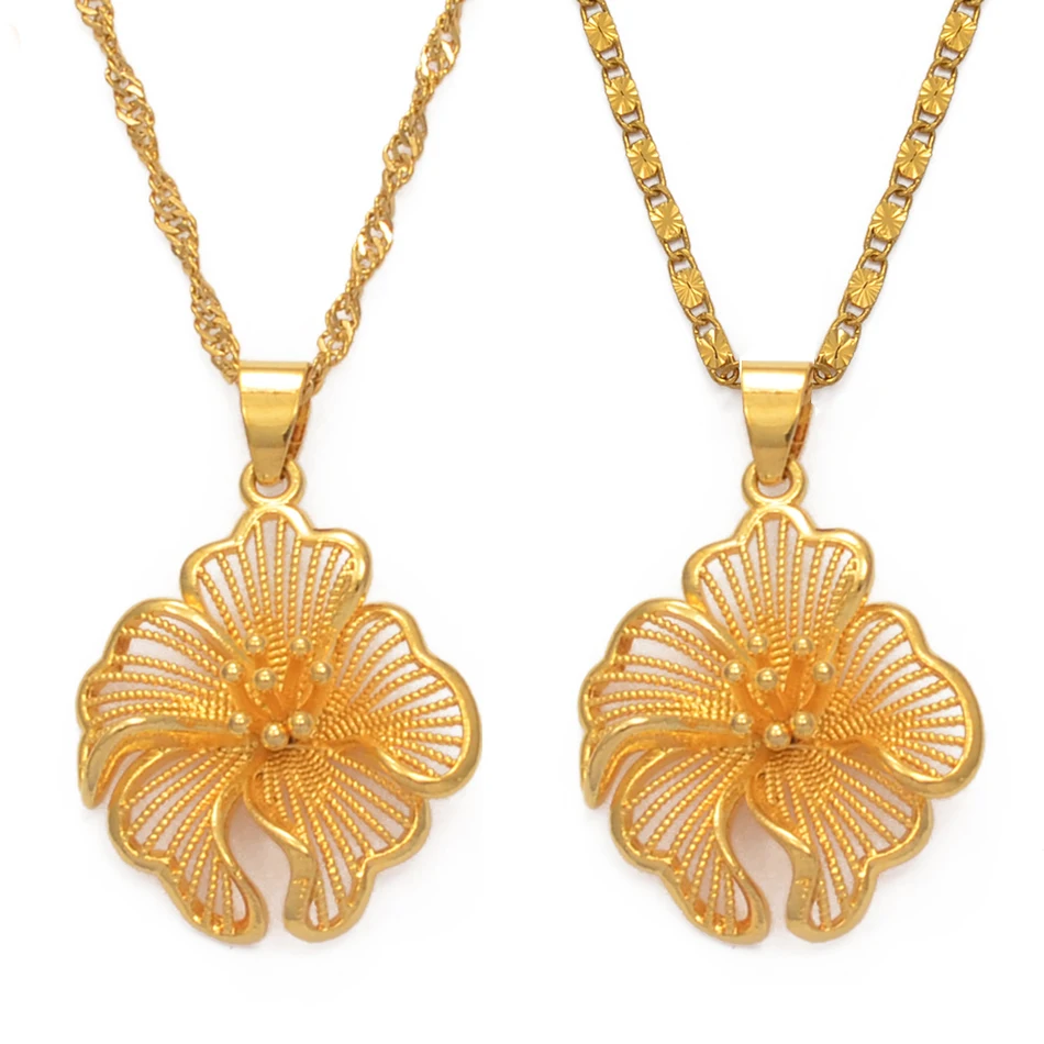 

Anniyo Flowers Pendant Necklaces for Women Girls Marshallese Guam Hawaiian Flower Jewellery Micronesia African Necklaces #017607