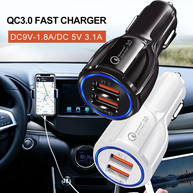 Car Charger Dual USB Quick Charge 3.0 2.0 For Samsung S10 Plus QC 3.0 Phone Charger Adapter Car-Charger For Xiaomi mi 9 iPhone 65w fast charger