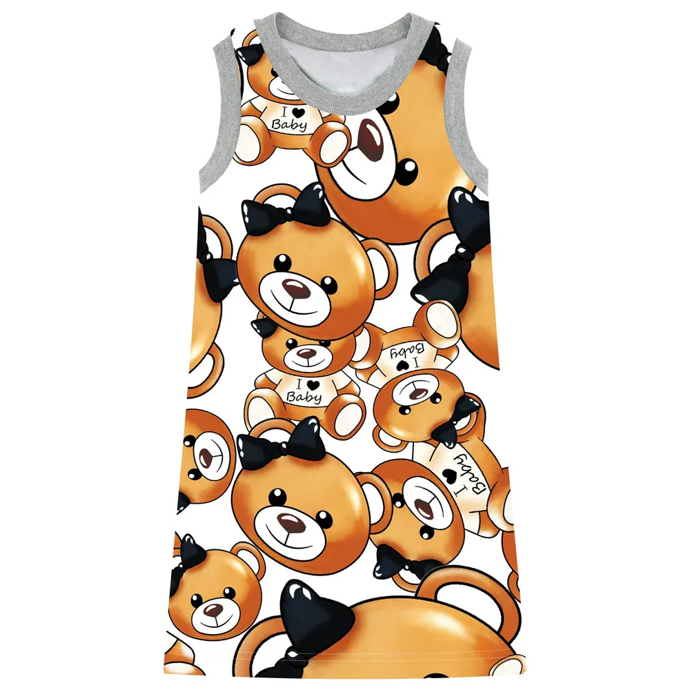 

kids Dresses Children Kids Clothes Girl clothing Casual new Fashion Kids Baby girl dress Beautiful lovely bear printed