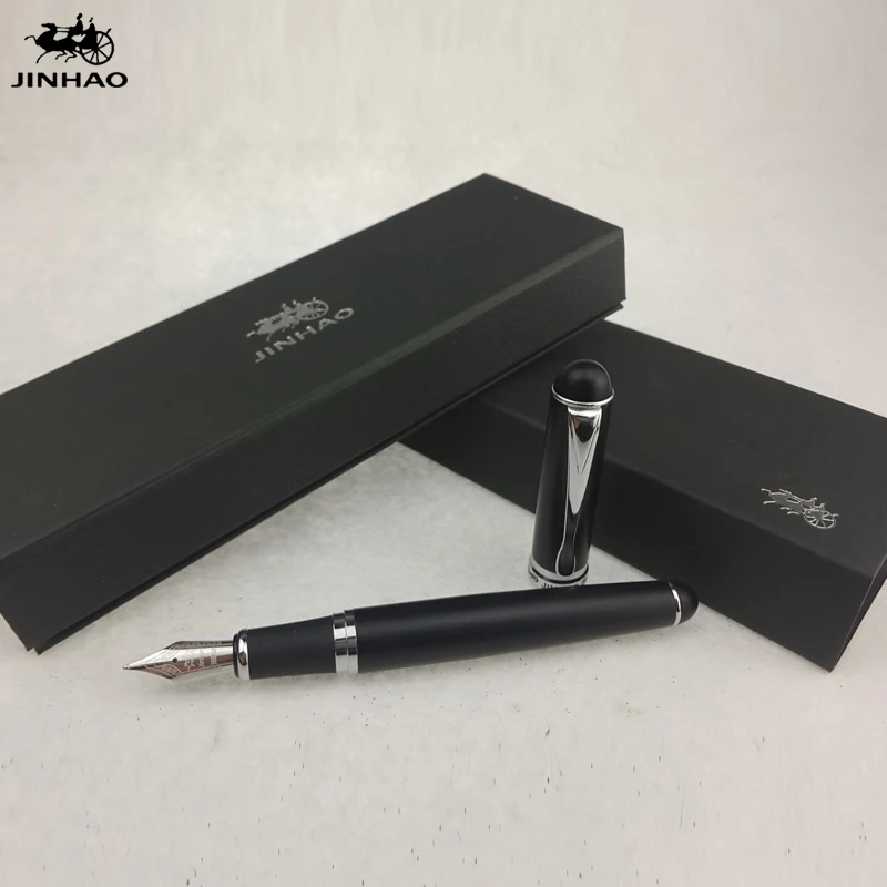 

1pc/lot Jinhao Fountain Pen X750 Matte Black Pen Silver Clip 18KGP Caneta Jinhao Pens 14.2*1.2cm