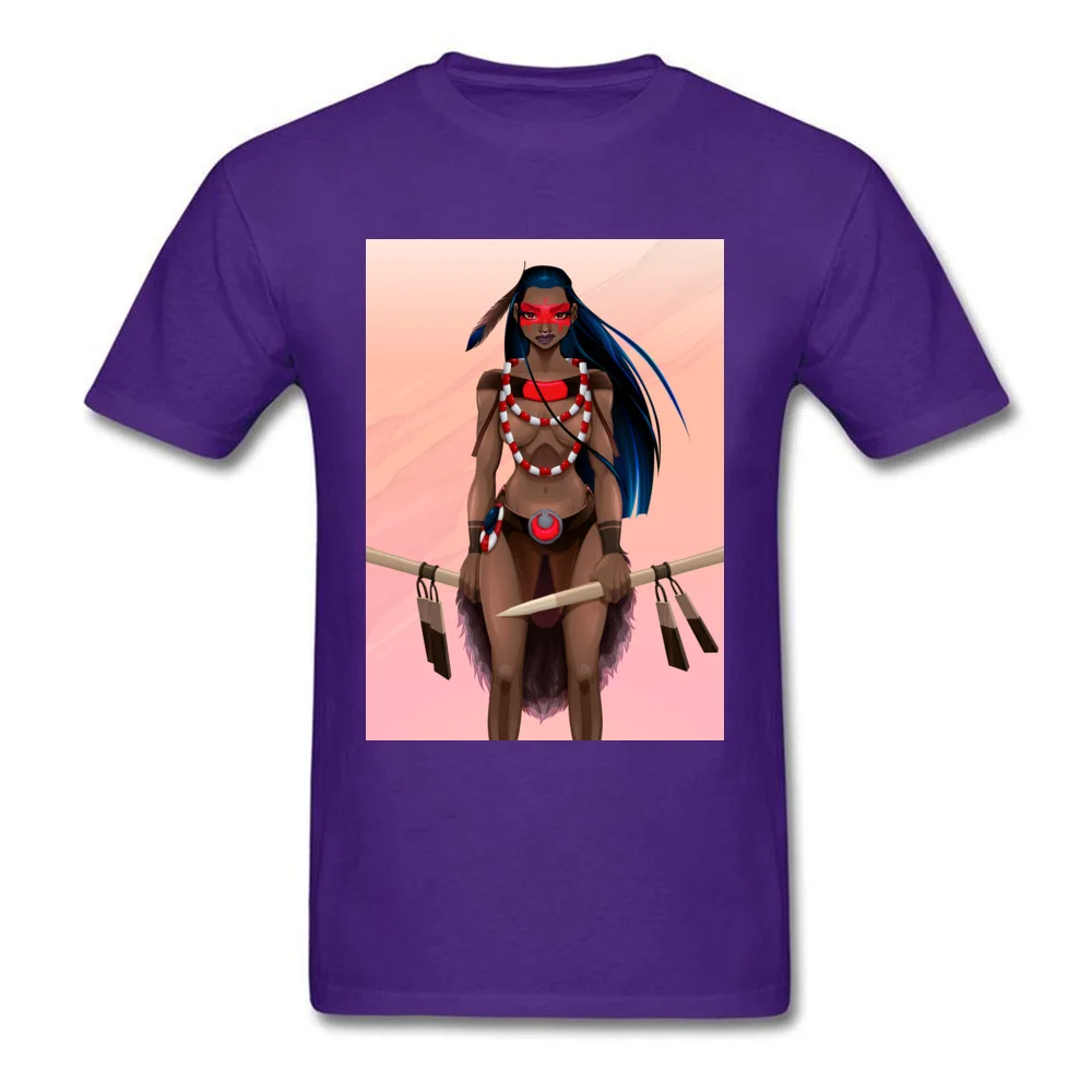 Amazon warrior 100% Cotton Normal Tops Shirt Prevalent Short Sleeve Men Tshirts Casual Mother Day Clothing Shirt Round Neck Amazon warrior purple