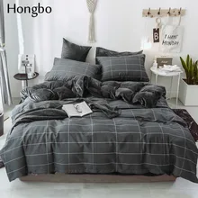 Hongbo Bedding Set Grid Pattern Family Set Include Bed Sheet Duvet Cover Pillowcase Boy Room Decoration Bedspread allover grid print sheet set