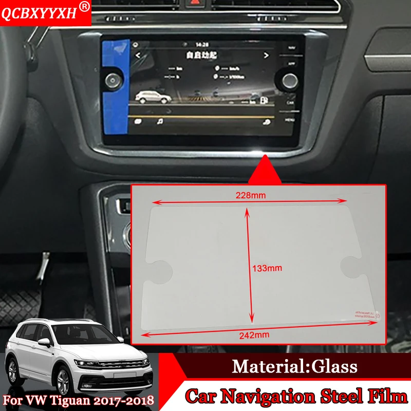 

QCBXYYXH Car Styling GPS Navigation Screen Steel Protective Film Control of LCD Screen Stickers For Volkswagen Tiguan 2017 2018