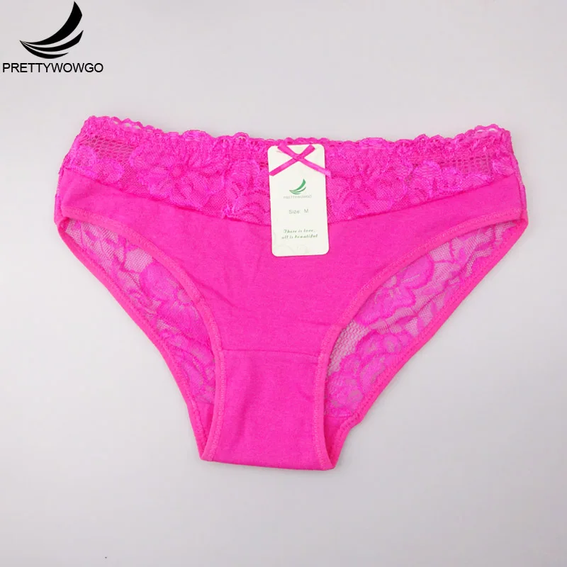 Prettywowgo 6 pcs/lot Women Underwear 2019 Sexy Lace 6 Candy Color Women's Cotton Panties 887