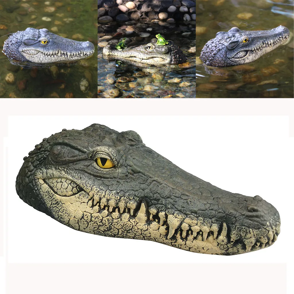 Плавающая голова крокодила вода садовая приманка пруд Искусство Декор для гусиного хищника Heron утка контроль садовое украшение 20