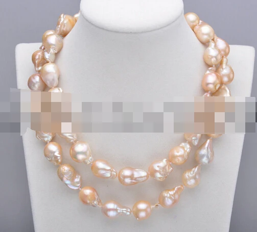 

xiuli 003525 Huge 33" Pink Drip Teardrop Baroque Keshi Reborn PEARL NECKLACE
