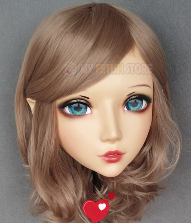 (Er-04) женская сладкая девочка смолы половина головы Kigurumi BJD глаза переодеванию Косплэй японского аниме роль маска Лолиты с фея ухо