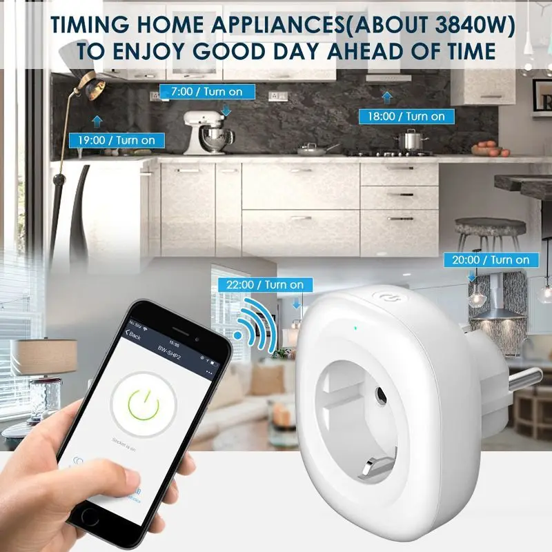 

wifi smart charger Power monitor EU Plug 220V 16A Voice control Timing Switch Work For Amazon Alexa/Google Assistant