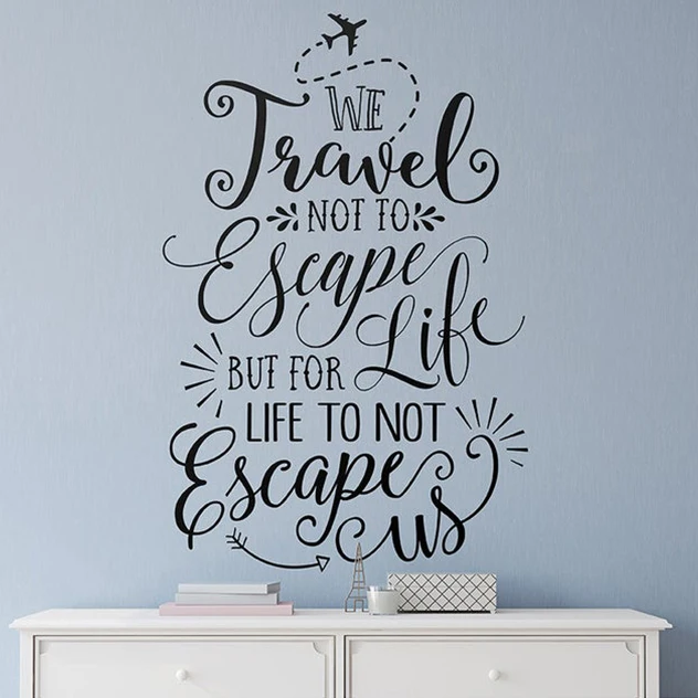 

Travel Quote Vinyl Walll Murals Home Living Room Decoration We Travel Is Not To Escapse Life Quote Vinyl Wall Decal Art AC267