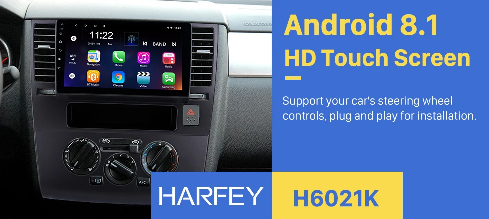 Discount Harfey 9"for 2005-2010 Nissan Tiida Android 8.1 GPS Navigation Radio Bluetooth 3G Wifi Digital TV SWC car multimedia player 0