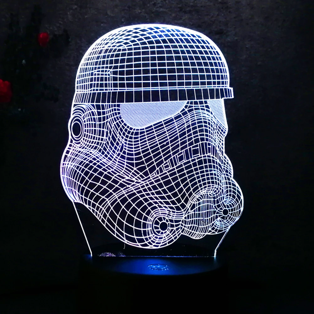 

Creative Star Wars white Warrior Acrylic 3D illusion lamp,Clone force colorful gradient visual 3D LED nightlight Birthday Gifts
