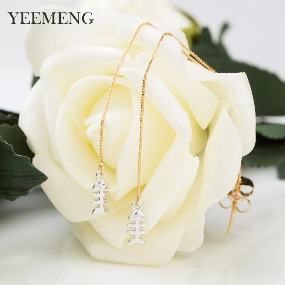 

YEEMENG 1 Pair Women Fashion Gold Color Long Chain Ear Threader Drop Dangle Earrings Jewelry