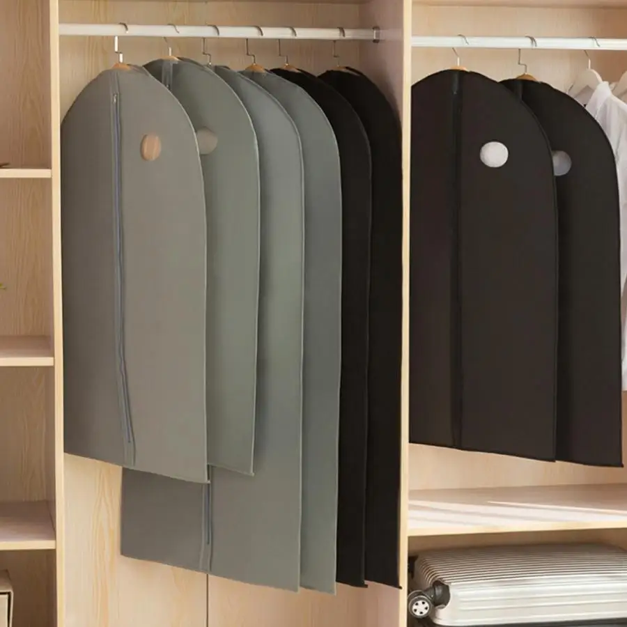 Breathable Dust Cover Non-woven Fabric Breathable Clothes Dust Cover Case Wardrobe Organizer Storage Bags Clothes Storage Case