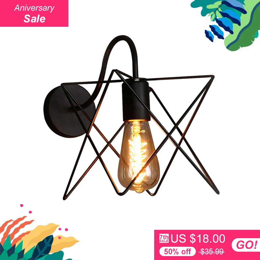 American country Vintage retro lights wall lamps metal pomelo cage lampshade Indoor lighting Bar and restaurant
