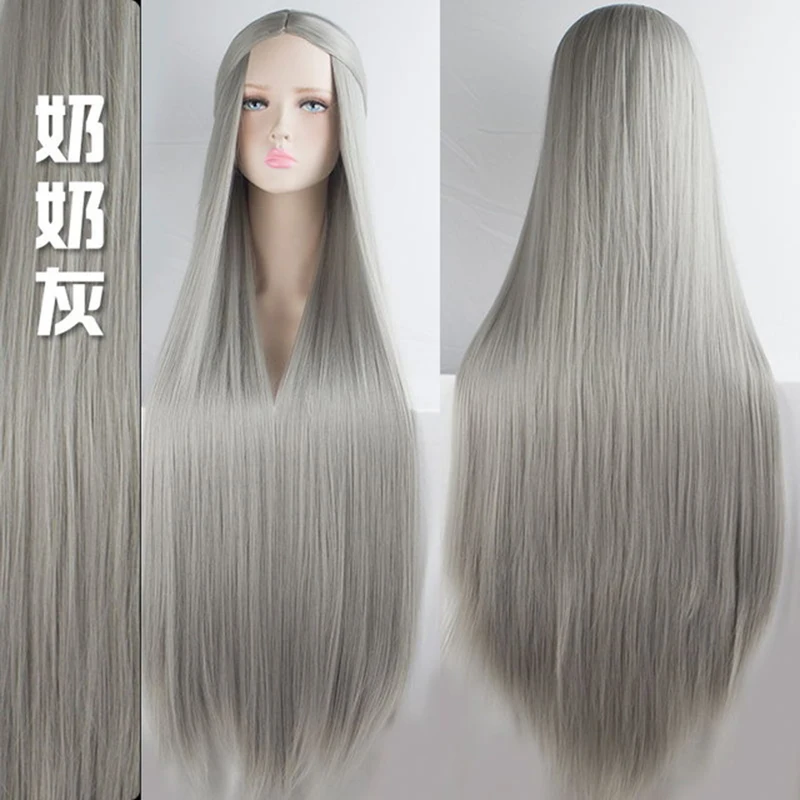 WTB largo recto Cosplay Peluca de fibra de alta temperatura pelo sintético 100 Cm Anime fiesta pelucas 20 colores coloridos