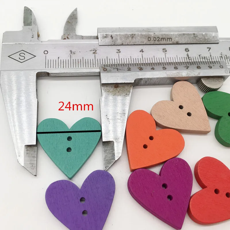 Креативные Разноцветные деревянные кнопки в форме сердца, 20 шт., ручная работа, разные цвета, аксессуары для одежды, Прямая поставка
