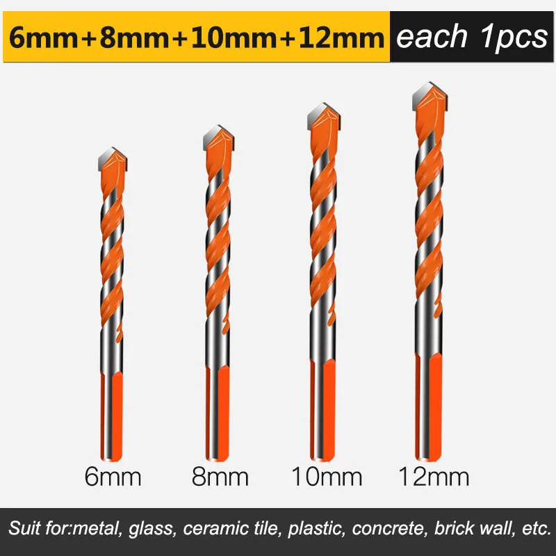 6 мм-12 мм электрические инструменты треугольный хвостовик дрель молоток бетон керамика плитка Металл сверло Набор DIY настенное Отверстие пила бурение - Цвет: D01213