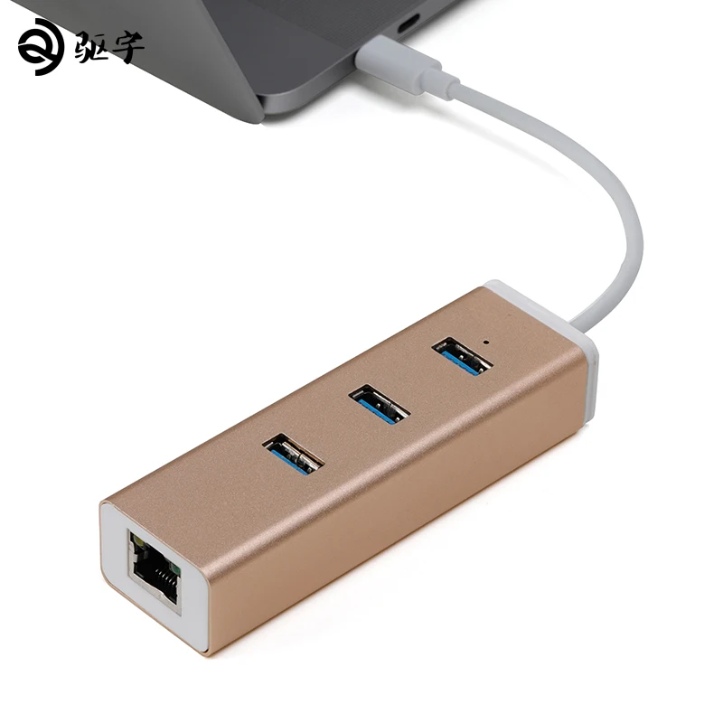 USB3.1 Тип C c концентратора 3 Порты с Fast Ethernet 10/100/1000 Мбит/с Gibabit сети карты LAN +