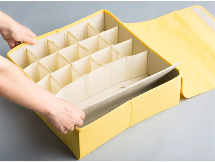 Площадь нетканые Ткань Нижнее бельё коробка для хранения желтый Цвет дома-Применение Носки для девочек Водонепроницаемый ящик для хранения с крышкой multi-Применение