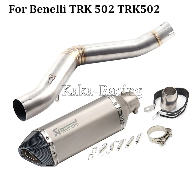 

Motorcycle Akrapovic Exhaust Muffler Pipe Middle Link Mid Pipe Tube System Slip on For Benelli TRK 502 TRK502 all year to 2017