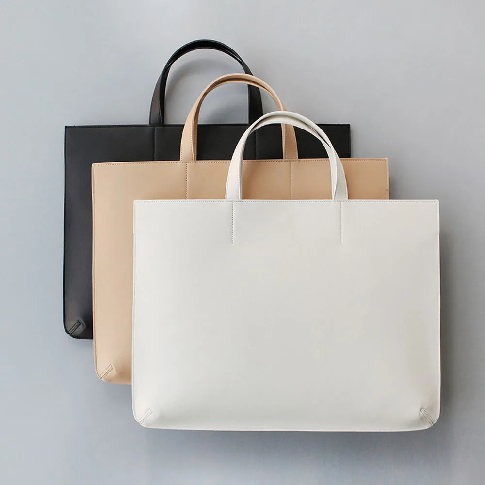 

Business bag PU Leather Laptop bag case women white beige computer carrying bags waterproof notebook computer storage bags VC002