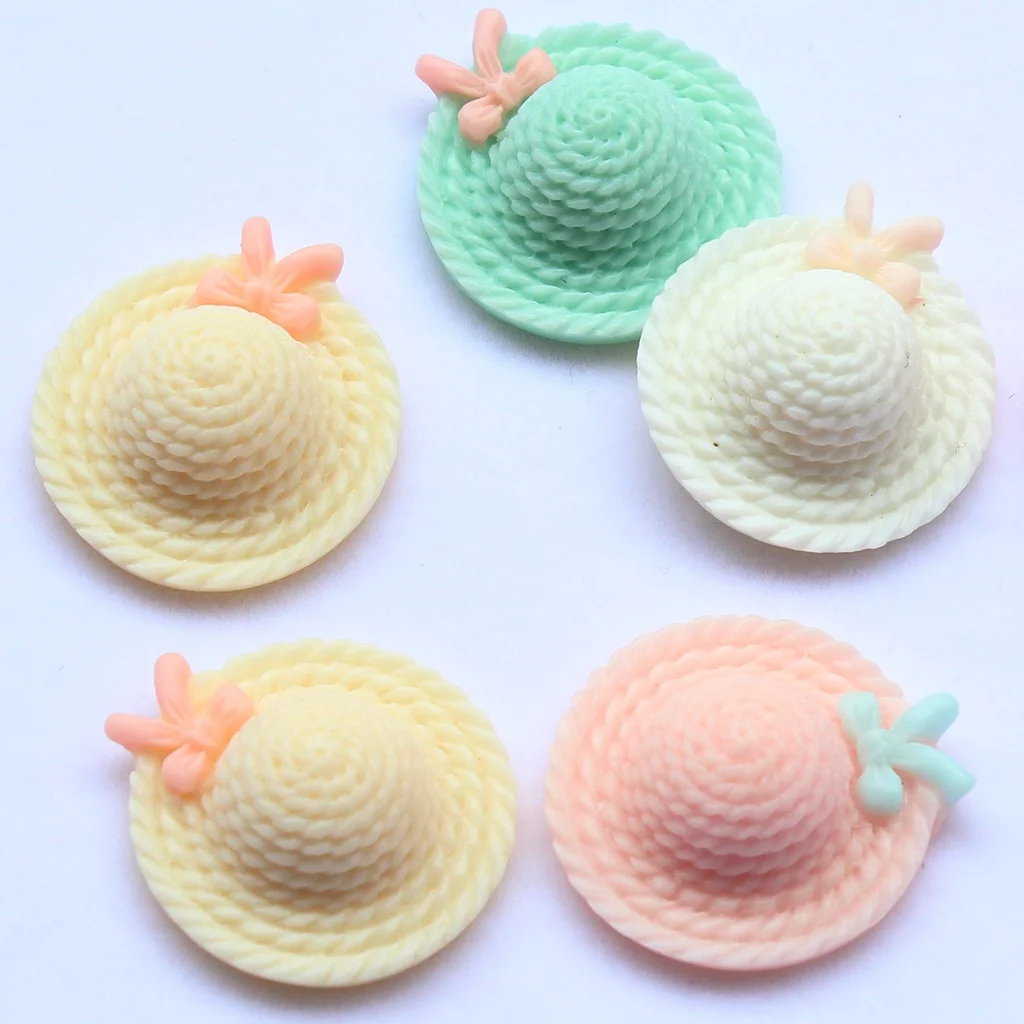 

6pcs 26mm Flatback Cute assorted Hat Cabs -DIY cell phone decor hair bow and flower centers, embellishment