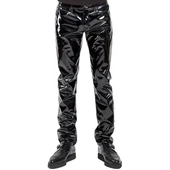

Sexy Men's Wet Look Faux Leather Long Pants Trousers Stage Costume Clubwear new