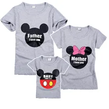 Семейные комплекты из хлопка; серая футболка с принтом с героями мультфильмов; одежда для семьи; одежда для мамы и сына; одежда «Мама и я»