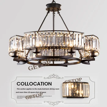 

GETOP Modern Chandelier Lighting Crystal Wrought Iron Art American Country Led Chandeliers Modern Decoration lighting fixture