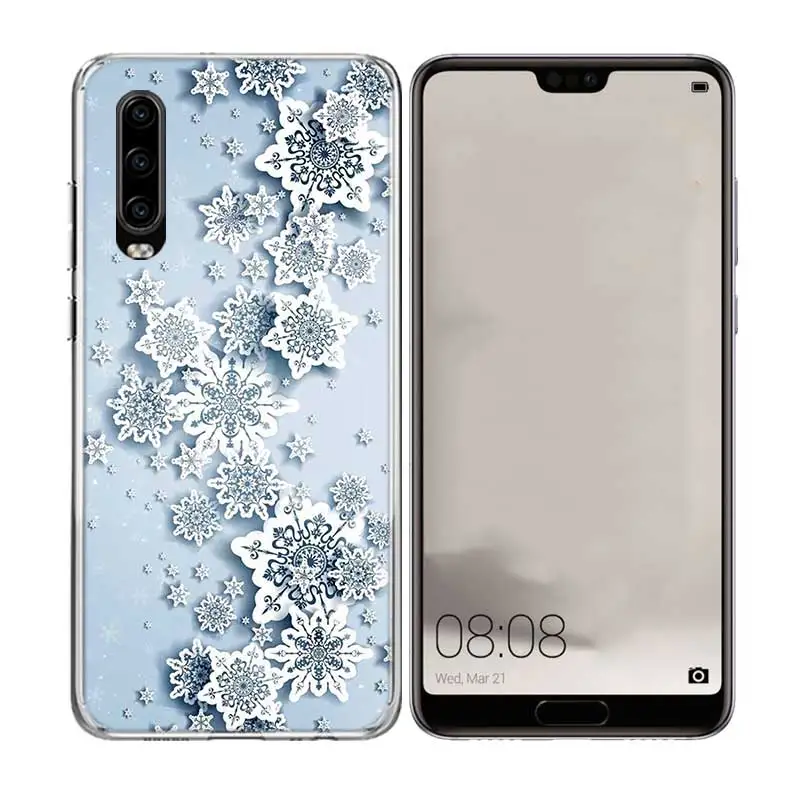 Роскошный чехол для телефона с зимними снежными цветами для huawei P30 P20 P10 lite Plus mate 20X20 10 Pro P Smart+ Nova 4 - Цвет: B016-10
