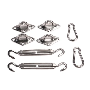 

BESTOARD 8 PCS Hardware Bracket Installation Kit for Rectangular Triangular Sun Shade Sail with 8 Inch Screws