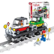 J525 Train Track Car Building Block Sets 118pcs Enlighten Child Educational Construction Bricks Toys Kids Gift