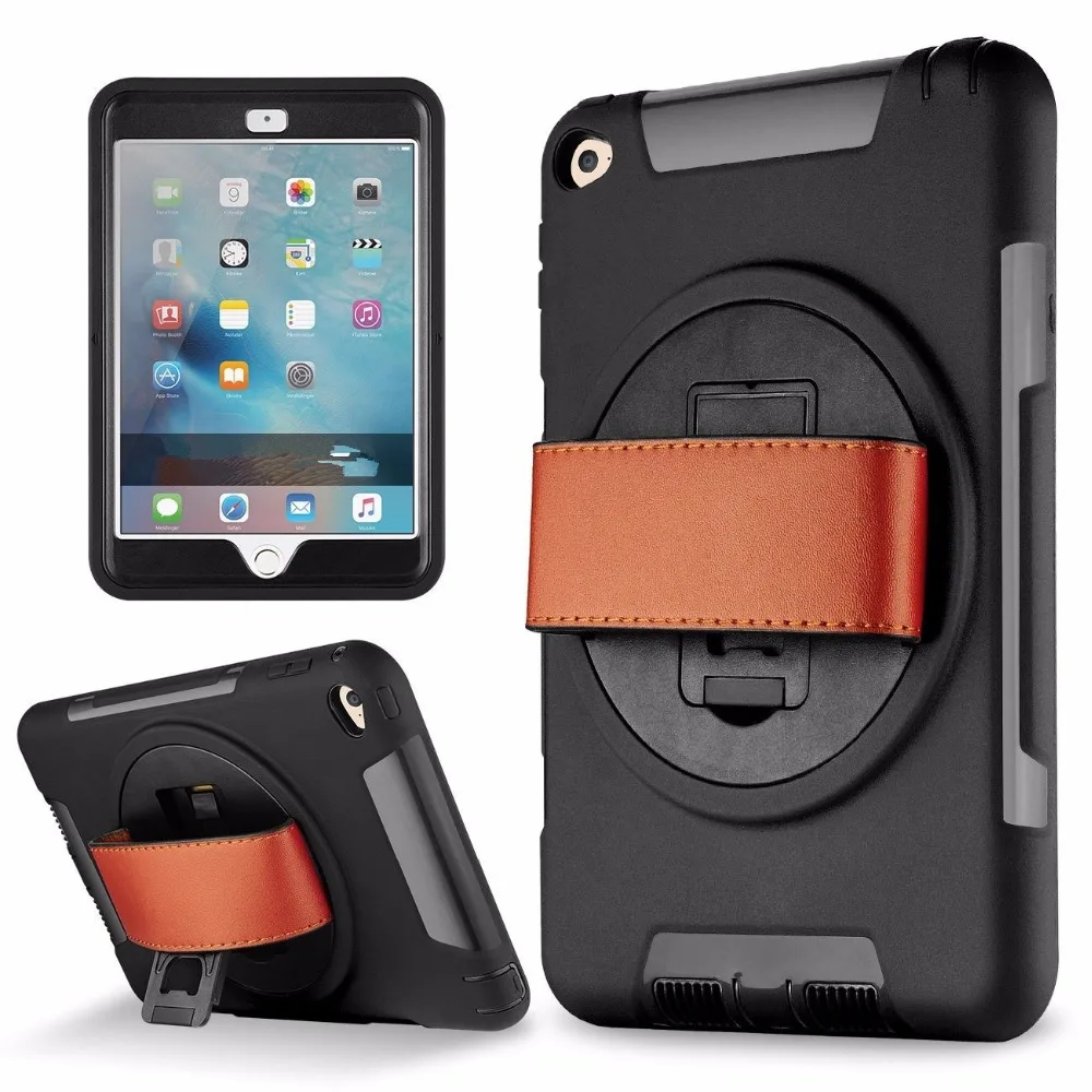 RUKWAACH Shockproof Heavy Duty Case for iPad Air 2 Protect Skin Rubber Hybrid Cover Stand Case w/ Hand Leather Strap for iPad 6 RUKWAACH Shockproof Heavy Duty Case for iPad Air 2 Protect Skin Rubber Hybrid Cover Stand Case w/ Hand Leather Strap for iPad 6