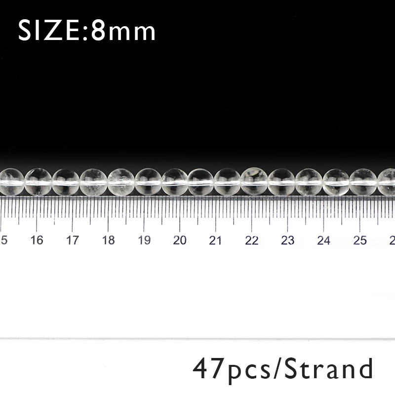 BTFBES Природный Рок-Кристалл Камень Белый Кварц Круглые бусины для плетения браслетов своими руками 4/6/8/10/12 мм - Цвет: 8mm 47pcs