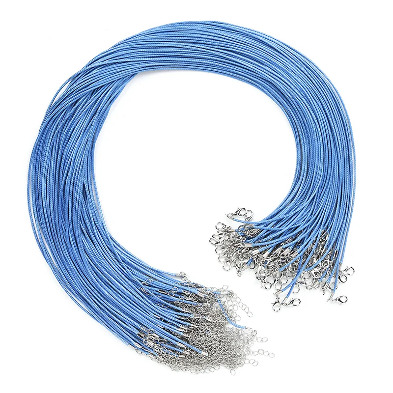 

LanLi 50pcs/100pcs Handmade Decorations Accessories Necklace blue Wax Cords DIY Ornaments Materials 1.5/2.0mm