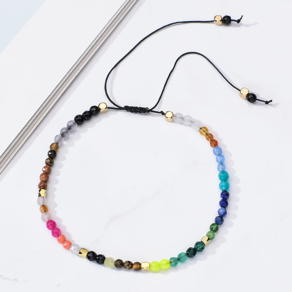 

Women Men Rainbow Color Crystal Beads Bracelets Bangles Handmade Braided Adjustable Chain Charm Bracelet Party Jewelry Pulseira