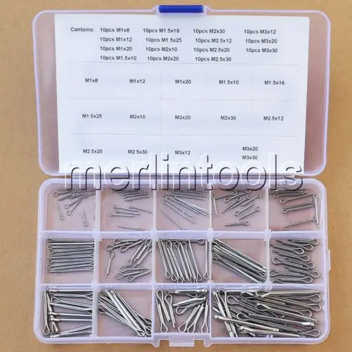 

15 Kinds of 304 Stainless Steel Split-Cotter Pins Assortment Kit 1 - 3mm