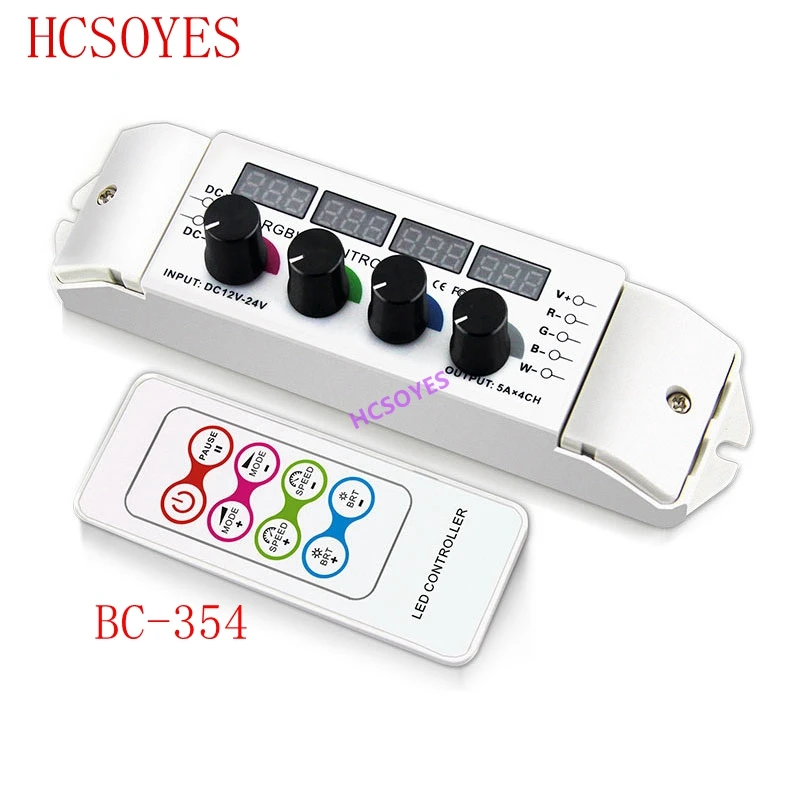 

BC-354 DC12-24V 5A*4CH rotary CV multi function light display LED RGBW Controller with wireless Remote for led strip light