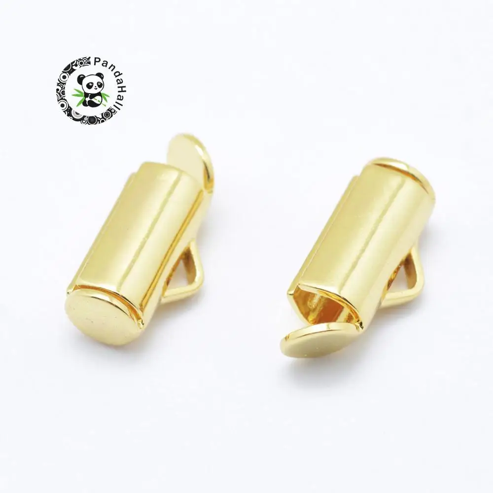 

Brass Slide On End Clasp Tubes, Slider End Caps, Real Gold-Filled, Cadmium Free & Nickel Free & Lead Free, Golden, 11.5x5.5x4mm