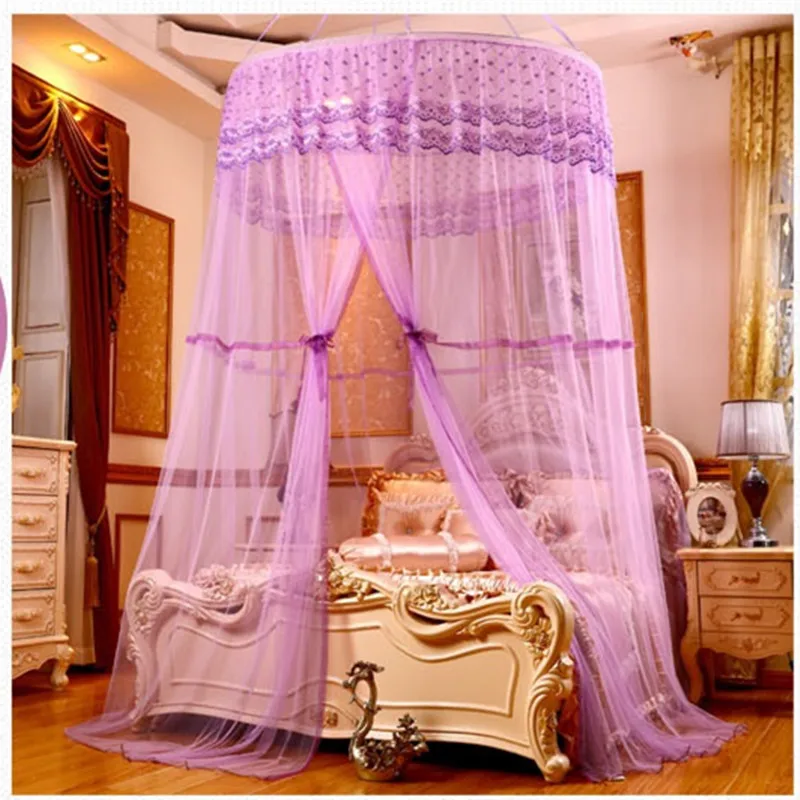 Европейский стиль большой размер круглый висящий купол москитная сетка мелкая сетка кровать сетчатый навес москитные сетки палатка для двойной кровати москитная сетка - Цвет: youyazise