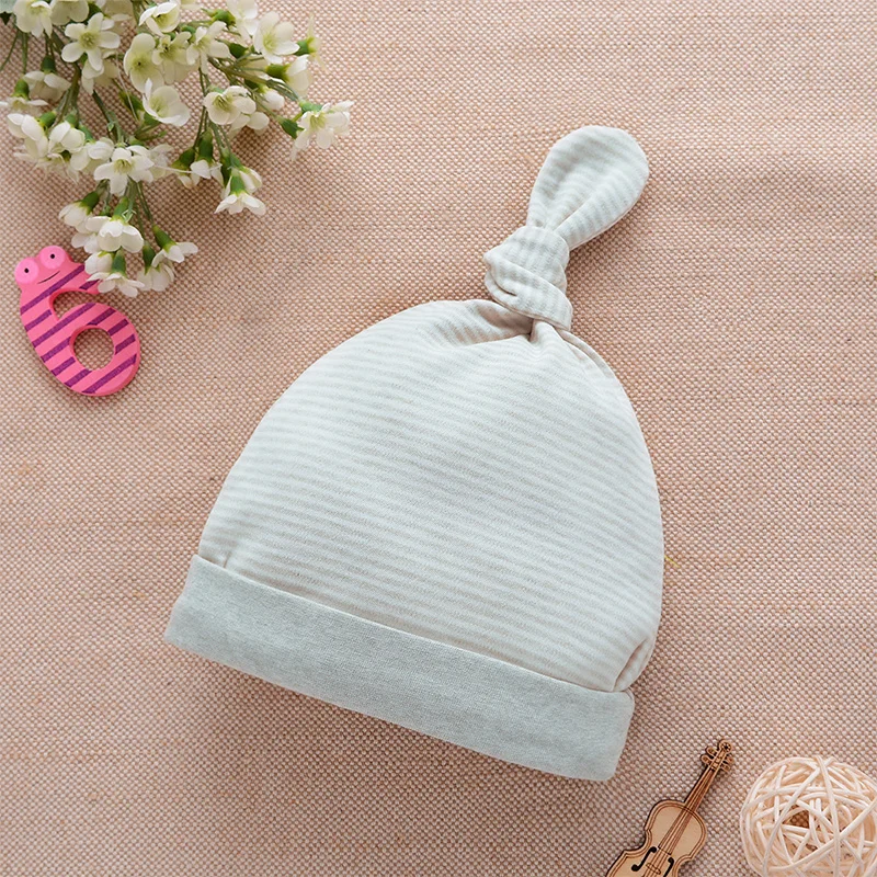 Organic Cotton Newborn Baby Hat Striped Cute Beanie For Newborn Girls Comfortable Newborn Tire Cap Spring Baby Boys Clothing (7)